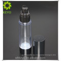 Botella de plástico natural embalaje cosmético pequeñas botellas de plástico vacías 50 ml botellas de bomba sin aire negro con tapa de la bomba